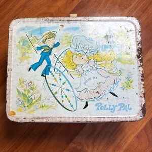 Vintage Polly Pal Metal Lunchbox Girl Boy‎ Windmill Ducklings Thermos Cute